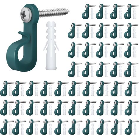 50pcs Crochet à Visser, Robustes Crochet de Lumière Crochets de Clôture pour Lampes Suspendues Crochets de Guirlande Lumineuse pour Jardin Extérieur (Vert) (1/5)