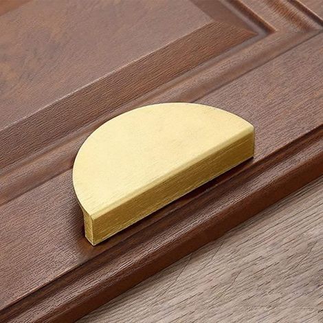 Lot de 4 poignées de tiroir demi-cercle en forme de lune avec vis, poignées de tiroir en laiton doré pour cuisine, chambre (1/4)
