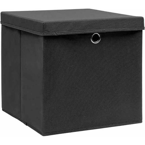 Cajas de almacenaje con tapas 4 uds negro 28x28x28 cm vidaXL