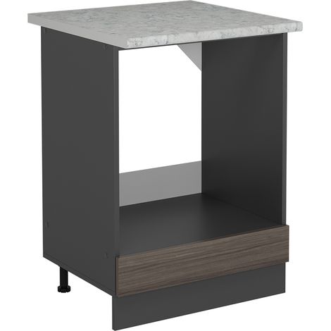 Herdumbauschrank R-Line, Edelgrau, 60 cm AP Marmor, Vicco