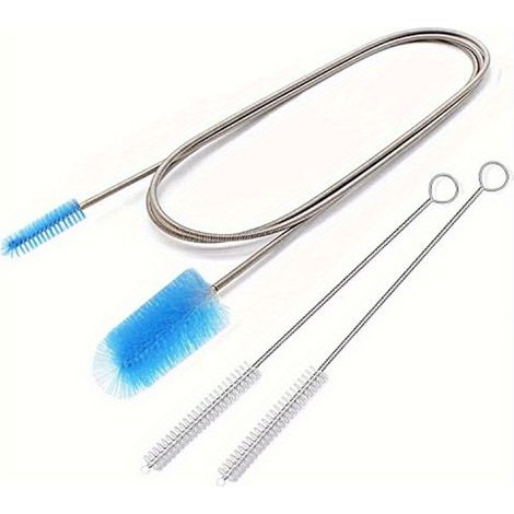 Brosse de vidange flexible, nettoyeur en nylon avec tuyau flexible à double extrémité 155 cm et 2 brosses de nettoyage en paille de 20 cm (1/5)