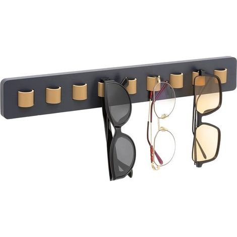 Wandmontierter Sonnenbrillenhalter aus Bambus und Holz mit 9 Lederringen (1/5)