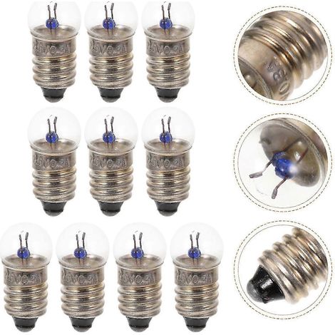 Lot de 10 ampoules E10 pour lampes de poche, petites ampoules électriques 2,5 V 0,3 A avec perles, pour expériences de physique étudiantes (XI)WHBYV (1/4)