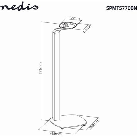 Nedis Lautsprecherhalter / Kompatibel mit: Sonos® One SL™ / Sonos® One™ / Sonos® PLAY:1™ / Ständer / 10 kg / Fest / Holz / Metall / Braun / Schwarz