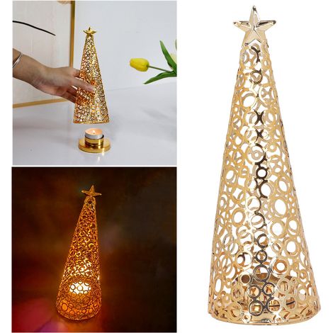 Bougeoir de Noël en métal, porte-bougie de Noël, décoration de mariage style européen, petit porte-bougie rond pour bougie chauffe-plat (1/5)