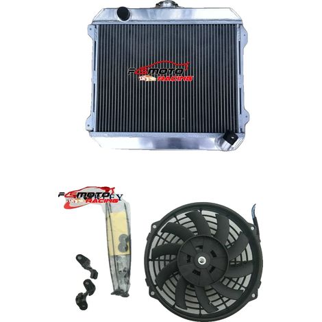 Radiador y ventilador, tamaño del núcleo 478 mm x 357 mm x 56 mm, tamaño total 530 mm x 470 mm x 80 mm, entrada/salida de 35 mm, 3 filas, aluminio duradero (1/5)