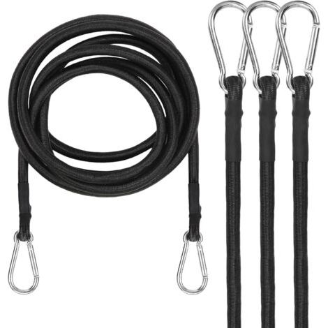 Sollbry Lot de 4 Tendeurs Réglables en Métal Tendeur à Bagages Extra Solide pour Voiture, Vélo, Camping, Voyages -100 cm - Noir (1/5)