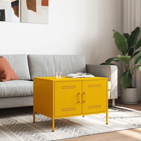 Maison Exclusive - Mesa de centro acero amarillo mostaza 68x50x50