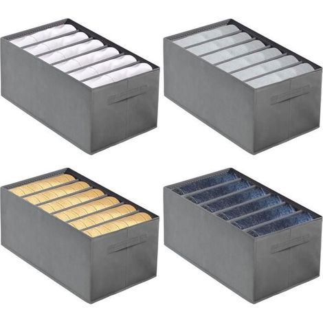 4Pcs Organisateur de Tiroir pour Vtements Hiver Organisateur Tiroir Grande Capacit avec Panneau PP Rangement Jean Organisate PANIER (1/4)