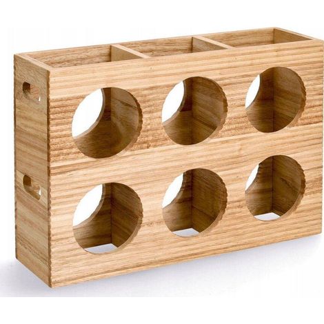Estante para botellas de madera natural Zeller 6 plazas
