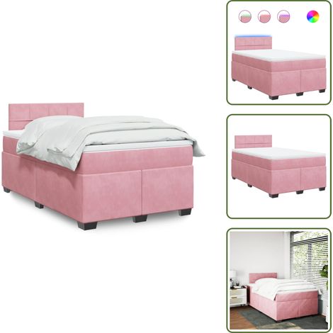 Boxspringbett mit Matratze Rosa 120x200 cm Samt - Boxspringbett - Doppelbett - Samtbett - Rosa Bett - Samtcouch (1/5)