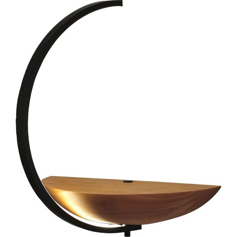 Applique Led Intégrée Roseg 9,5 W, 3000 K, Structure En Métal Noir Et Bois, Variateur Tactile, Ip20 - Roseg (1/3)