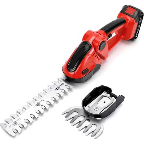 Cisaille à haie sans fil 24V 2-en-1, légère et portable avec 2 lames interchangeables (1/5)