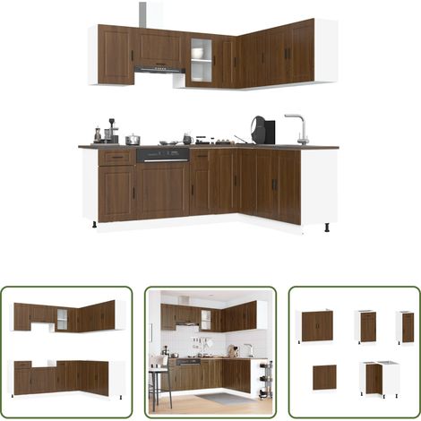 Küchenschrank - 11tlg. Küchenschrank-Set Porto Braun Eichen-Optik Holzwerkstoff (1/5)