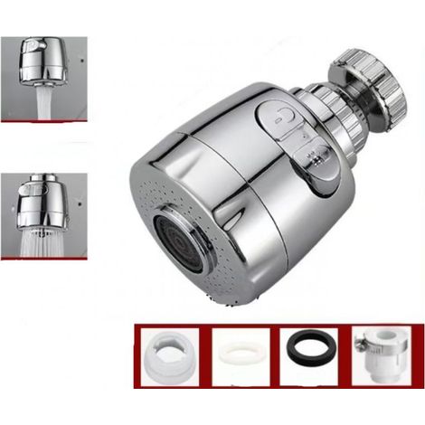 Aérateur de Robinet 360°, 2 Modes d'Écoulement, Facile à Installer pour Tous les Robinets Traditionnels (1/5)