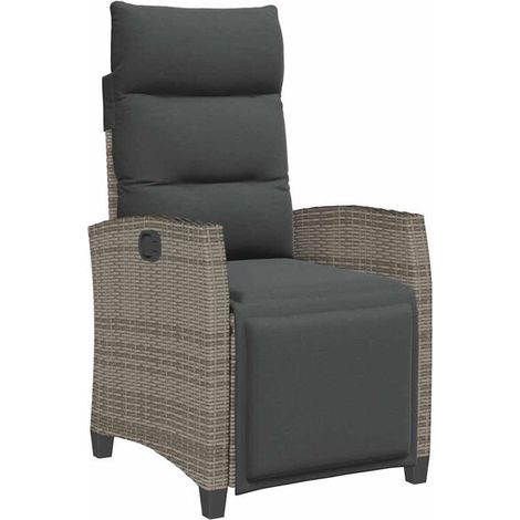 Fauteuil inclinable avec table d'appoint en rotin de polyéthylène gris (1/5)