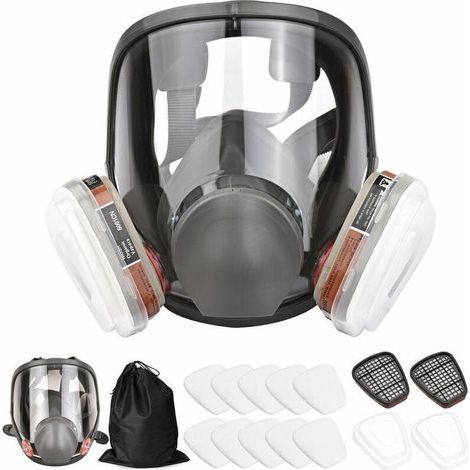Masque complet 16 en 1 - Masque à gaz en silicone - Pour peinture en aérosol, pesticides, prévenir l'ammoniac (1/5)