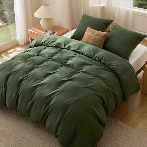 Housse de Couette 220x240 Vert - 3 pièces Taie 65x65 (1/5)