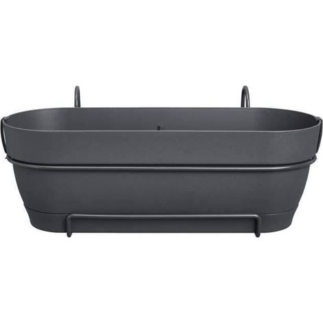 Elho Vibia Campana Balconnière Allin1 50 - Noir - L 50 x B 26 x H 17 cm - Balcon - 100% recyclé (1/5)