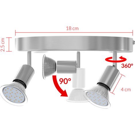 Lampada da soffito led plafoniera Lumen ruotabili a 360° spots orientabili a 90° lampadina 3 Fiamme rotondo (1/6)