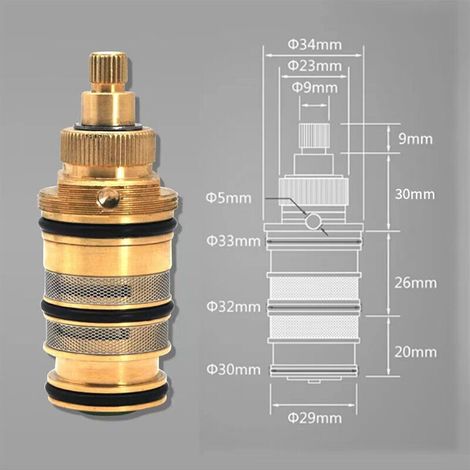 Cartouche Thermostatique et PoignéE en Laiton pour le Bain Douche pour Mitigeur MéLangeur Barre de Douche Robinet MéLangeur Douche Cartouche MéLangeur (1/3)