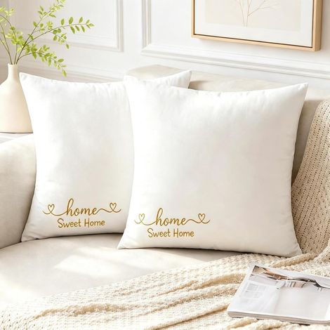 Lot de 2 Taies d'oreiller de Lit 40x40 Housses de Coussin Unies Blanc (1/5)