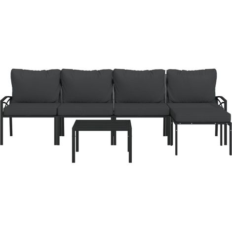 Set Salotto da Giardino 6pz con Cuscini Grigi in Acciaio vidaXL (1/4)