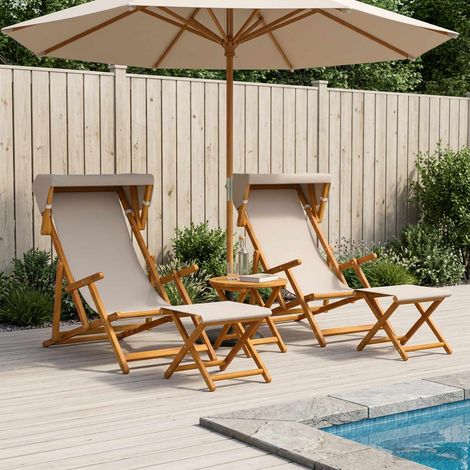 vidaXL Silla de terraza 4 pcs 3 Posición Madera de Eucalipto Maciza (1/5)