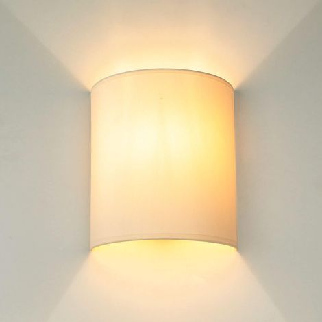 Applique murale Blanc Crème, abat-jour en tissu, lampe murale E27, H:23 cm, luminaire Up Down, faible éblouissement, confortable, salon, applique murale chambre à coucher (1/5)