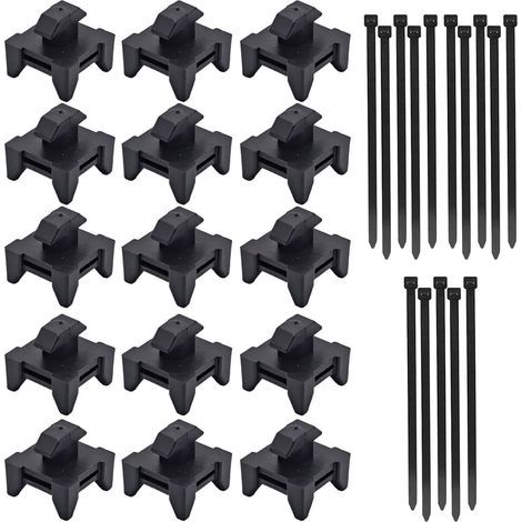Lot de 15 clips de câble pour profil en aluminium 4040, rainure 8, support de câble profilé noir avec 15 serre-câbles 8 x 200 mm, clips métalliques en plastique pour gestion des câbles sur profilés en (1/5)