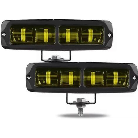 Lote de 2 barras luminosas LED amarillas de 15 cm (6 pulgadas) 4200K para moto, quad, SUV, UTV, camión, 12 V/24 V (1/5)