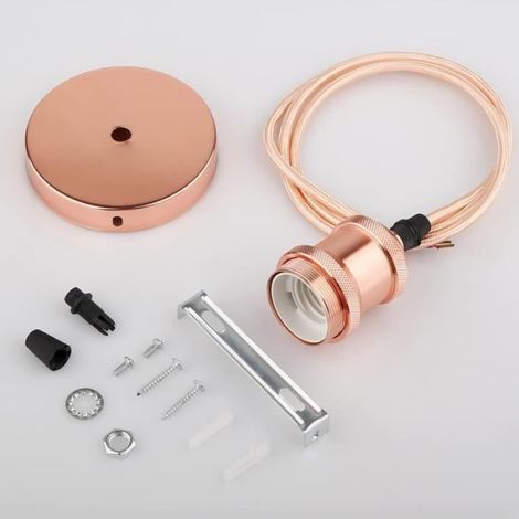 Suspension luminaire Vintage Style Industriel Moderne E27 Support de Lampe Douille Avec de 1M Câble Rond Tressé-Laiton Antique,A (1/4)