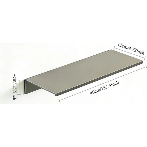 Étagère métallique flottante auto-adhésive (Gris - 40 cm) - Rangement mural sans perçage pour cuisine, salle de bain, chambre ou rangement pour œuvres d'art (1/5)