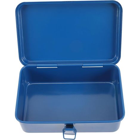 Boîte à outils portable – Boîte de rangement en métal durable pour réparation de fer pour la maison, le garage et l'automobile, compacte, 19 x 12 x 7 x 8 cm, bleu (1/5)