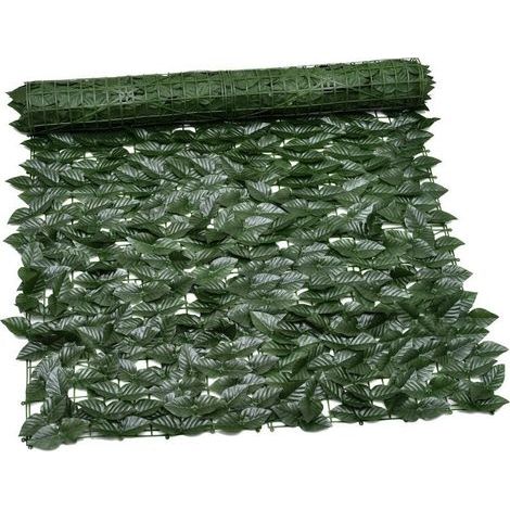 Clôture Artificielle de Feuilles de Lierre artificielles, Écran de clôture antivol de Jardin extérieu,Mur Vegetal clôtures décoratives Faux Fond d'écran d'herbe-100300CM (Feuille de pomme) (1/4)