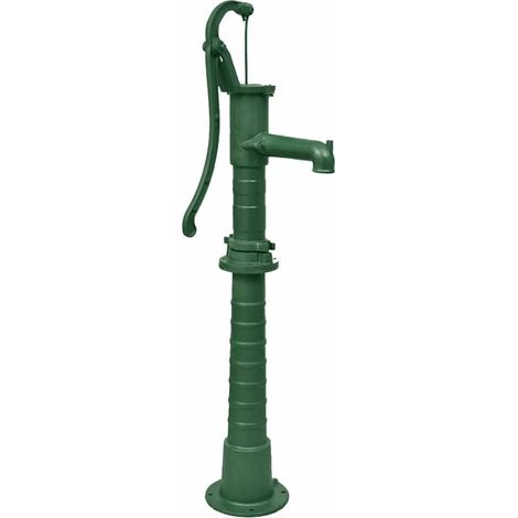 Pompe à eau manuelle de jardin en fonte avec support vert, hauteur totale 131 cm - PANGIVO (1/5)