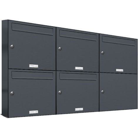 5er Briefkasten Anthrazit Anlage 5 Fach Wandbriefkasten Postkasten (1/5)