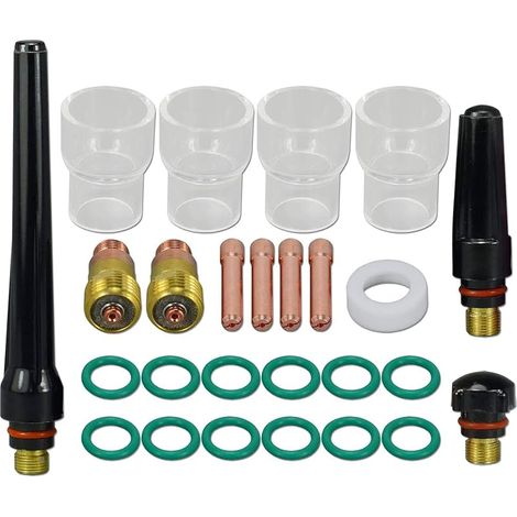 Corps de Collet pour Diffuseur de Gaz Compact TIG 17GL116 10N23S 1,6mm Coupelles-Buses en Quartz Transparent 12 21.0mm pour QQ300 PTA DB SR WP 17 18 26 Torche de Soudage TIG (1/5)