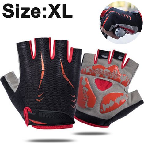 Gants Dentrainement - Paume Rembourree En Cuir - Mesh Lycra Respirant - Pour Musculation, Rame, Cyclisme, Kettlebell - Taille M L XL