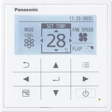 Panasonic – Télécommande filaire pour climatiseur mobile – Écran LED rétroéclairé – Installation murale – Réglage simple des paramètres (1/4)