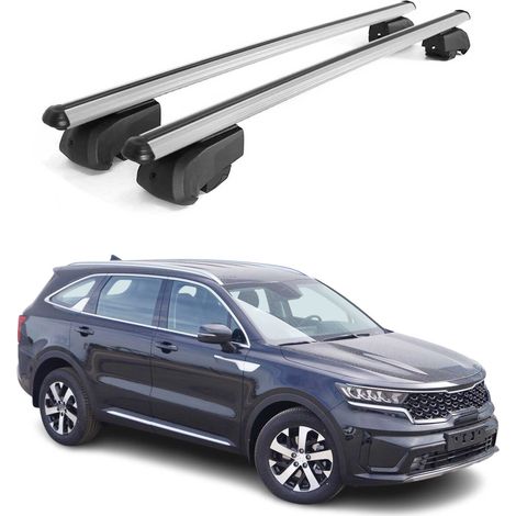 OMAC Barres de toit en aluminium pour Kia Sorento mk4 2021-2026 – City Crash – ISO/PAS 11154:2006 – Antivol inclus – Charge max 75 kg – 2 barres Argent (1/4)