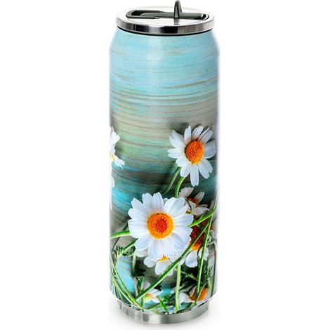 Tazza termica, thermos, bottiglia per bevande calde e fredde, con motivo floreale, 0,5 l. (1/5)