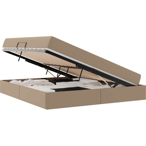 Maison Exclusive - Letto con contenitore e materasso 2 pz Cappuccino Pelle (1/5)