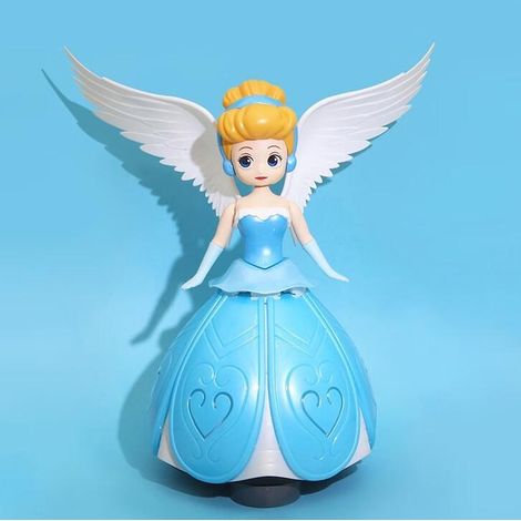 Shuangsong, support musical universel rotatif électrique avec lumière et princesse dansante, jouet de décoration de gâteau, bleu fille (1/3)