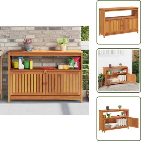 The Living Store Table console de jardin 110x35x75 cm bois massif d'acacia - Table Console Jardin - Meuble De Jardin - Table D'extérieur - Acacia Massif - Rangement