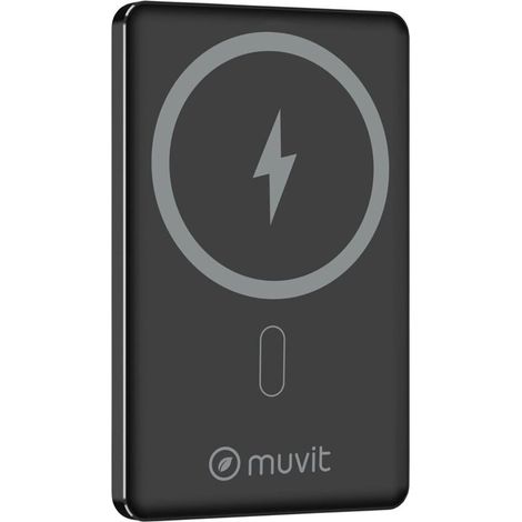 Powerbank 5000mAh Muvit For Change MCCHP0009/ 20W/ Wireless/ Negra/ Incluye Cable USB Tipo-C