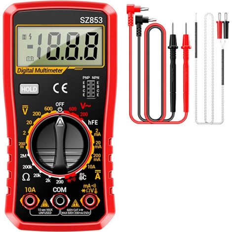 Multimètre numérique de précision testeur électronique pour tensions, résistance actuelle, mesure de la température avec support arrière (1/5)