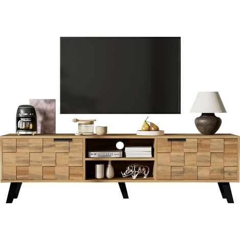 CHICFURN Mueble TV con almacenaje 160,5x35,5x45 cm de aglomerado efecto madera, 2 puertas (1/5)