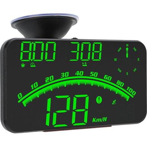 Écran LED HUD intelligent haute définition, alarme de vitesse, compteur de vitesse GPS multifonction universel 5V pour voitures et camions, vert (1/5)