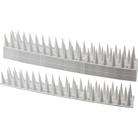 Pics anti-pigeons Ulisem Bird, lot de 14, 4,6 mètres, 3 rangées, plastique, répulsif pour chats, moineaux, rebords de fenêtre, toits, blanc
